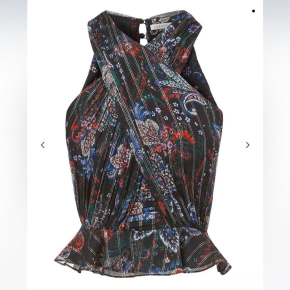 NWT Veronica Beard Kailani Silk Floral Black Halter Sleeveless Top size 8 - Picture 2 of 10